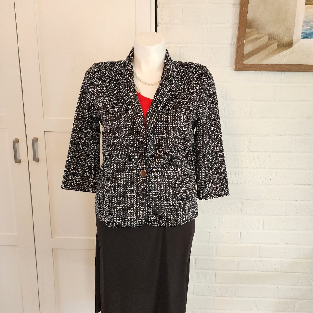 NYCC Black & White Print Blazer – 3/4 Sleeve